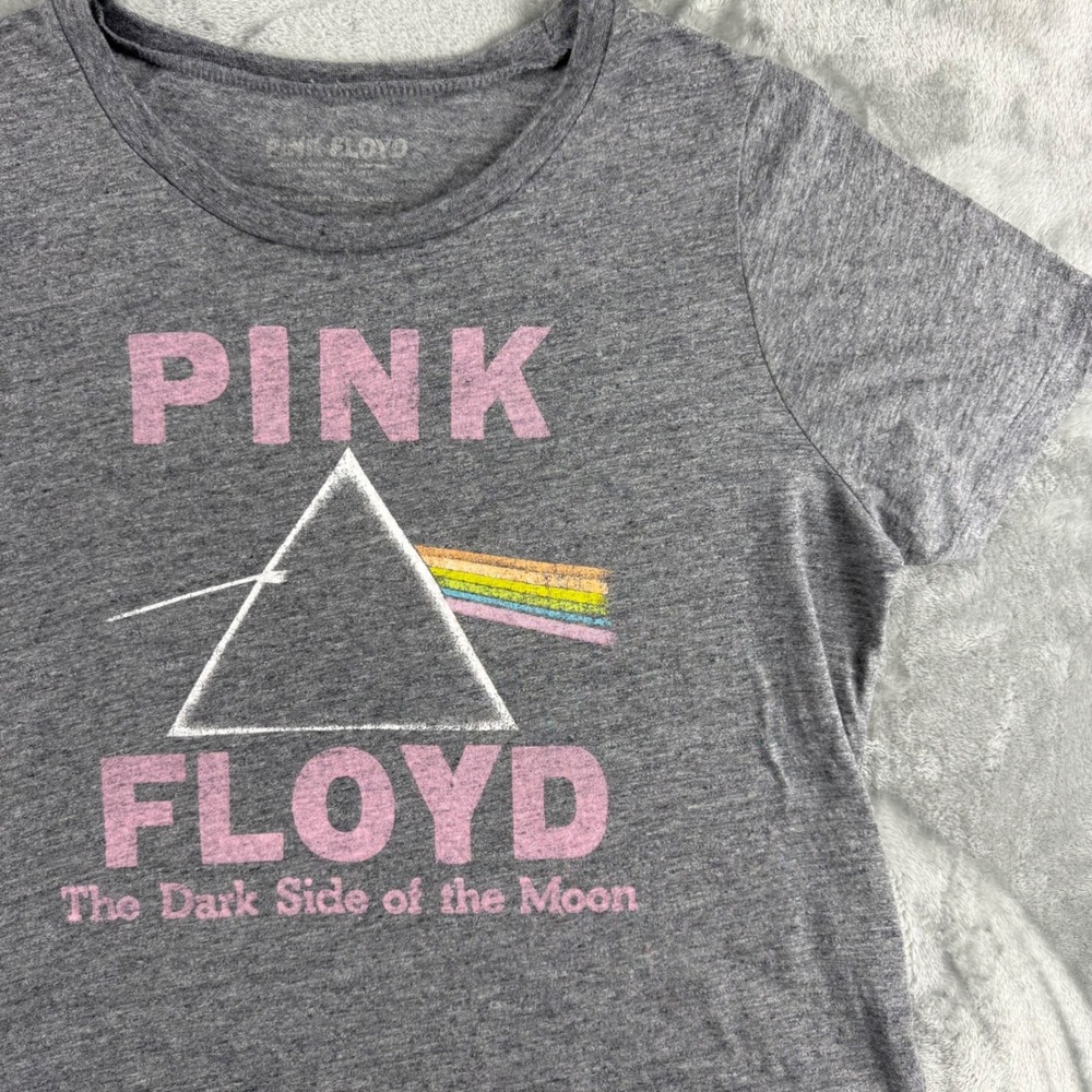 Pink Floyd Dark Side of the Moon Graphic T-Shirt Gray Women Petite XXL Oversized
